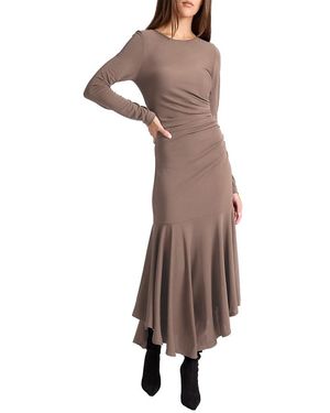 Santorelli Abigail Long Sleeve With Side Ruching - Brown