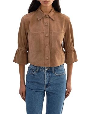 Lamarque Carolina Suede Ruffle Jacket - Blue
