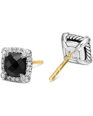 David Yurman Sterling Chatelaine Stud Earrings With Diamonds - Black