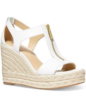 Michael Kors Michael Berkley Front Zip Espadrille Wedge Heel Platform Sandals - Natural