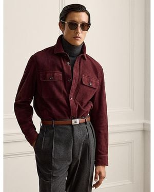 Ralph Lauren Calloway Suede Shirt Jacket - Red