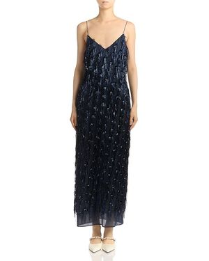 Stella McCartney Lurex Tinsel Slip Dress - Blue