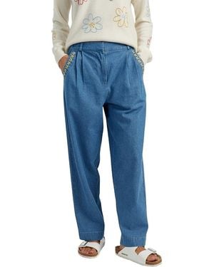 Chinti & Parker Linen Blend Gingham Pants - Blue