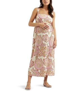 Ripe Maternity Hope Tie Back Linen Dress - Natural