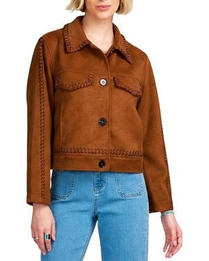 Elle Collection Faux Suede Jacket - Brown