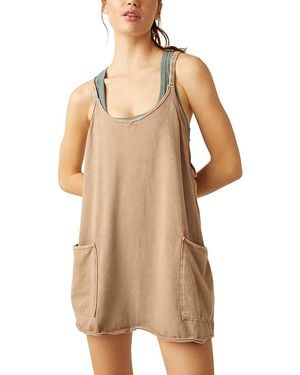 Free People Hot Shot Romper Mini Dress - Natural