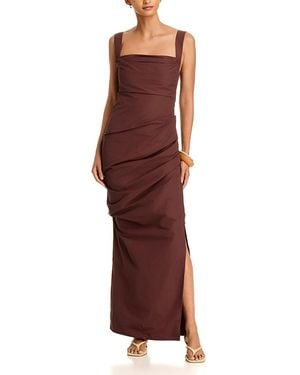 Paris Georgia Basics Raf Square Neck Drape Dress - Red