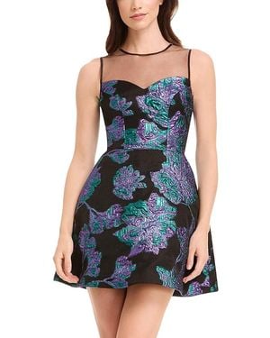 Dress the Population Kerra Metallic Floral Mini Dress - Blue
