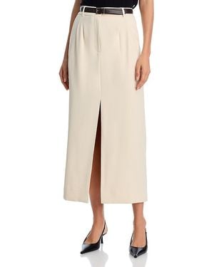 French Connection Harry Front Slit Midi Skirt - Natural