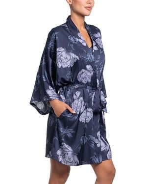 MIDNIGHT BAKERY Stretch Satin Robe - Blue