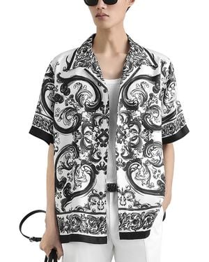 Dolce & Gabbana Short Sleeve Printed Silk Shirt - Black