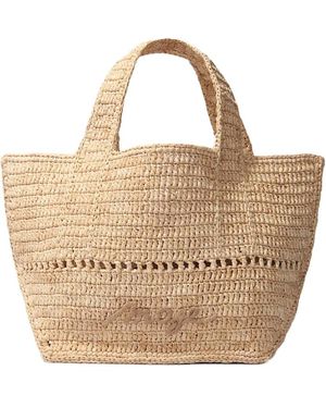 Maje Crocheted Raffia Mini Tote - Metallic