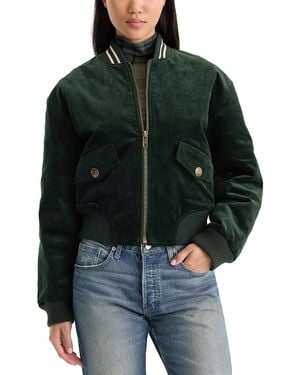 GOOD AMERICAN The Cotton Stretch Corduroy Varsity Jacket - Black