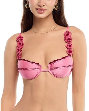 CAPITTANA Lily Flower Dusty Bikini Top - Red
