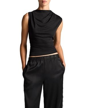 Vince Sleeveless Drape Top - Black