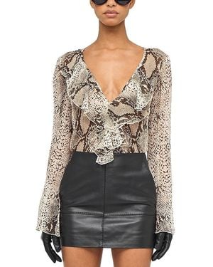 Ronny Kobo Klaire V Neck Silk Blouse - Black