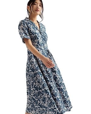 Seasalt Cornwall Charlotte Short Sleeve Shirt Midi Dress - Blue