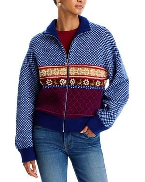 Mother The Lifesaver Wool Fair Isle Zip Cardigan - Blue