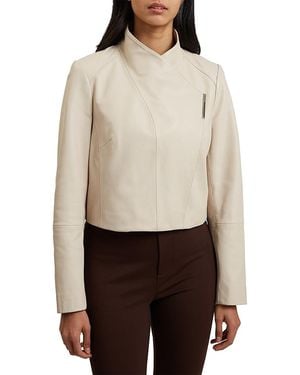Ted Baker Riyoze Leather Cropped Wrap Jacket - Natural
