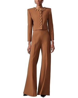 Carolina Herrera Collarless Cropped Jacket - Brown