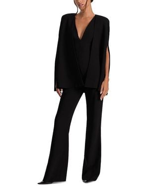 Alice + Olivia Nova Deep V Neck Cape Jumpsuit - Black