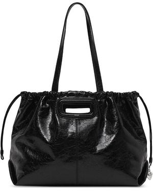 Maje Crackled Miss M Tote - Black