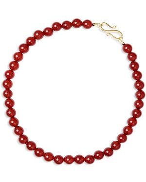 LIE STUDIO Mary Gemstone Beaded Collar Necklace, 16 - Red