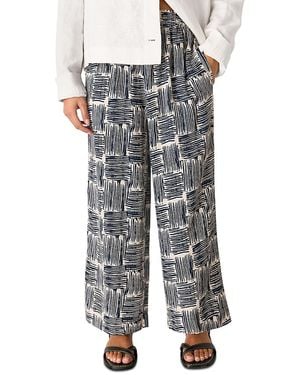 Whistles Petites Hatch Squares Cropped Pants - Grey