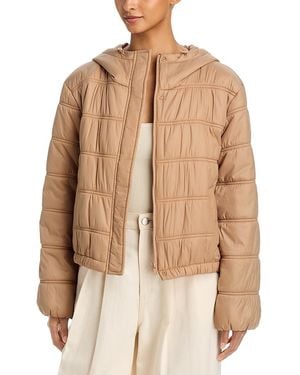 Eileen Fisher Ruched Nylon Hooded Jacket - Brown