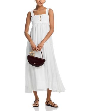 Aqua Flowy Handkerchief Hem Maxi Dress - White