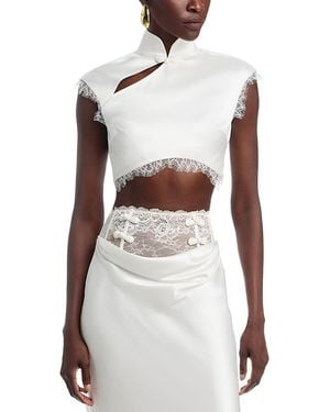 SAU LEE Lila Satin Top - White
