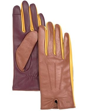 Echo Colorblock Leather Gloves - Red