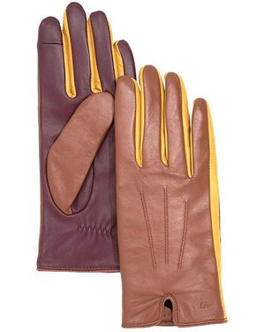 Echo Colorblock Leather Gloves - Red