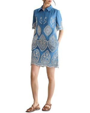 Hobbs Daria Broderie Dress - Blue