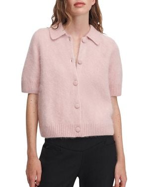 Rag & Bone Jada Brushed Cashmere Short Sleeve Cardigan - Pink