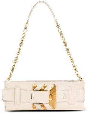 Balmain Anthem Lambskin And Enamel Clutch - Natural