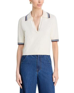Veronica Beard Quinelle Knit Polo Top - White