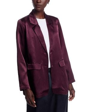 Eileen Fisher Crinkled Satin Blazer - Purple