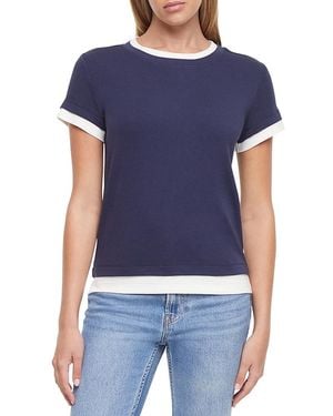 Three Dots Veronica Layered Short Sleeve Tee - Blue
