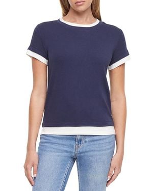 Three Dots Veronica Layered Short Sleeve Tee - Blue