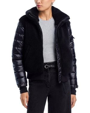 Aqua Sherpa & Gloss Bomber Jacket - Black