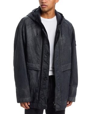 Stone Island Capospalla Hand Sprayed Hooded Parka Jacket - Blue