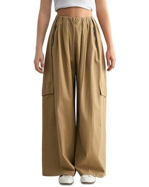 Luvee Mable Front Zip Flap Patch Pocket Pants - Gray