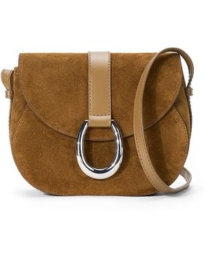 STAUD Bella Suede Saddle Bag - Brown