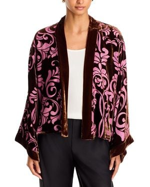 Johnny Was Shakri Short Velvet Trim Kimono - Red