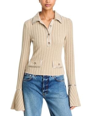 AREA STARS Remi Ribbed Button Placket Top - Blue