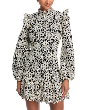 Aqua Lace Mini Shirt Dress in White | Lyst