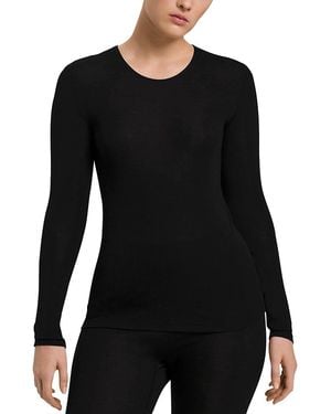 Hanro Wool & Silk Round Neck Long Sleeve Top - Black