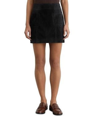 Reiss Vida Suede Patch Pocket Mini Skirt - Black