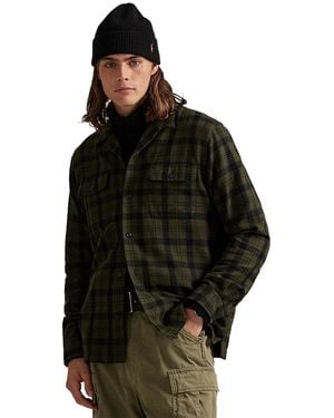 Polo Ralph Lauren Classic Fit Plaid Flannel Camp Shirt - Black